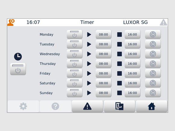 LUXOR SG con BIN SG: Temporizador semanal estándar