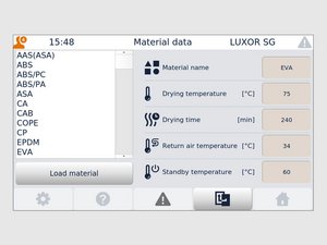 LUXOR SG con BIN SG: Base de datos de materiales